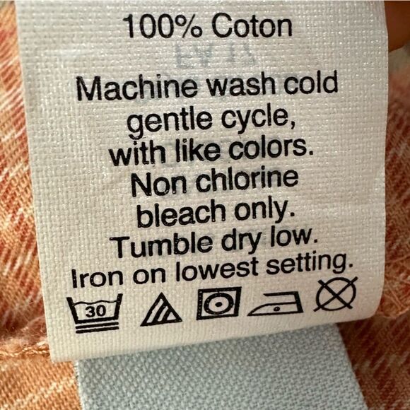 MADEWELL Plaid Peach Morningview V-neck  Button Front Blouse Top Sz XS - Picture 7 of 13